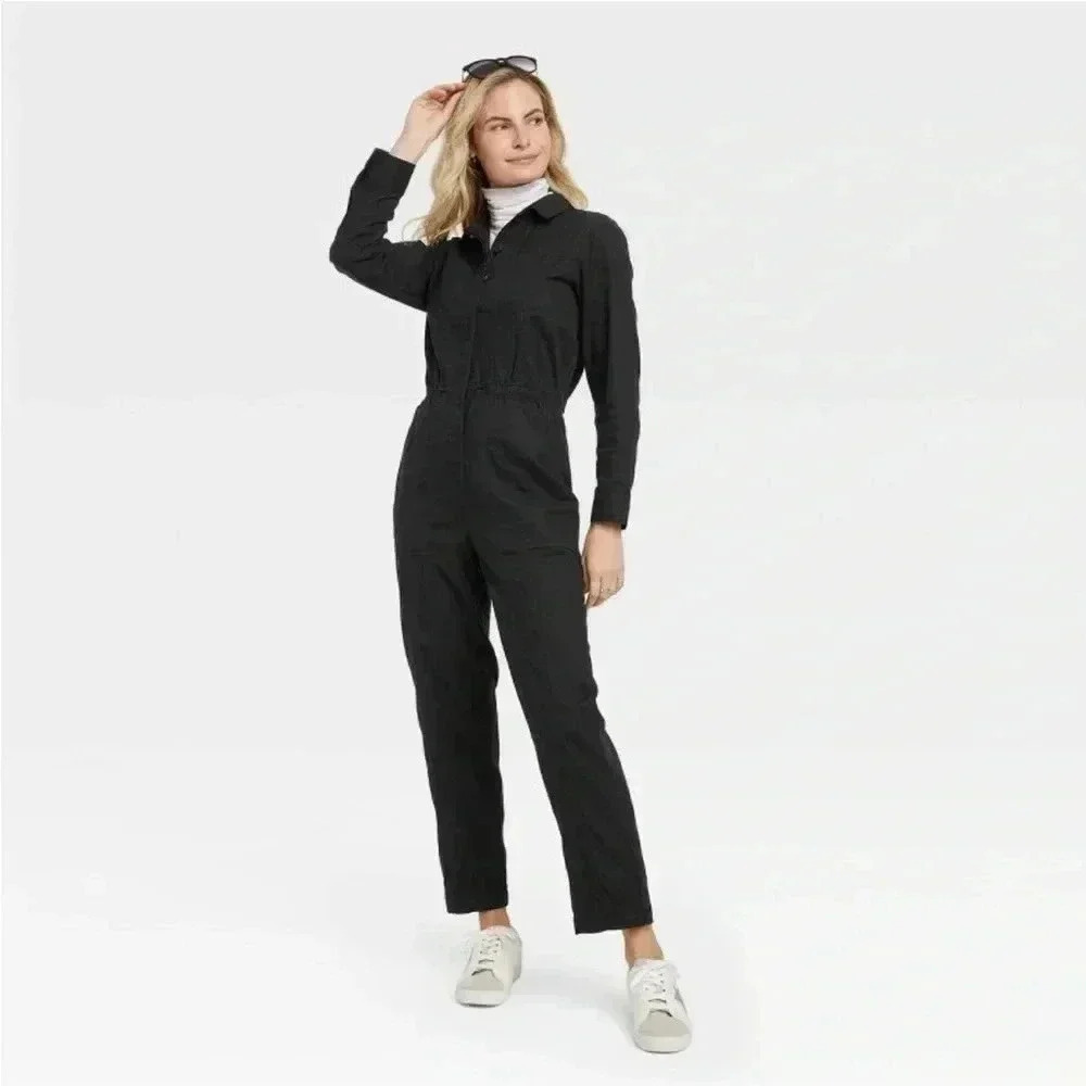 NWT Women's Long Sleeve Button-Front
Coveralls - Universal Thread‎ Black …